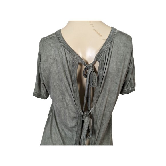 Mustard Seed short sleeve open back with 3 ties greenish gray top size S - Picture 6 of 8